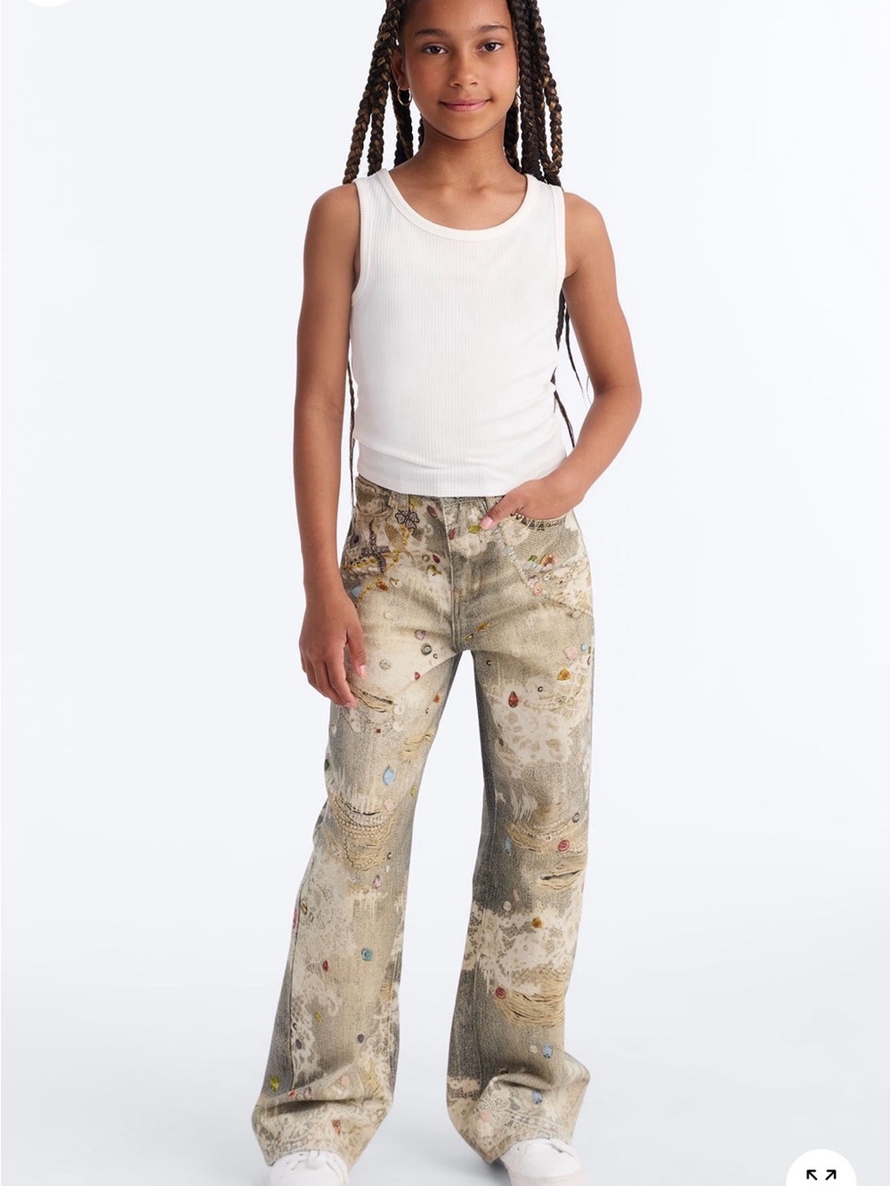 Fashion Nova Mini Fancy Pearls Printed Jeans